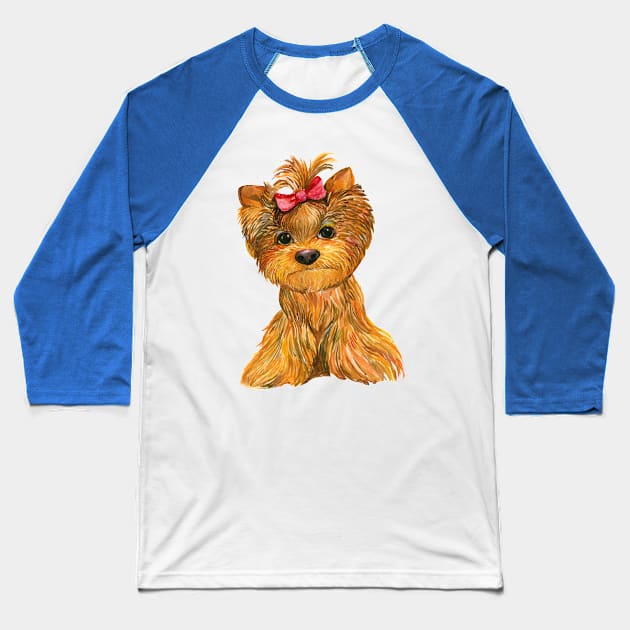 Yorkie Pup Baseball T-Shirt by Imp's Dog House